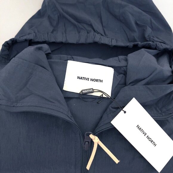 NATIVE NORTH Mens Hooded Paper Jacket Size Large NWT Navy 0180 - Picture 6 of 6